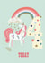 Rainbow and unicorn 4 year olds birthday card created by Sally Darby Illustration