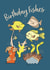 Birthday Fishes – Fun Hand-Drawn Under the Sea Illustration Greeting Card created by Tiny & Tenacious