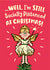 Funny socially distanced Christmas fairy on top of the tree Christmas card created by The Typecast Gallery