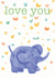 Cute elephant card with butterflies and hearts, say I love you anytime created by Jo Brown