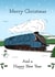 Mallard steam train Christmas card created by Evie Garnett Designs