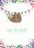 cute sloth Birthday Card 14884 created by Kathleen Illustration