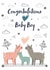 Congratulations Baby Boy - Llama / Alpaca created by JMK Illustration