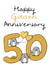 Cute Penguin Anniversary Card - 50 Years - Happy Golden Anniversary created by Penguin Parade