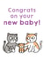 Congratulations on your new baby cat card. created by Penguin Parade