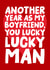 Funny Anniversary Card Card - Another Year As My Boyfriend You Lucky Man created by Studio Doodles