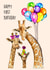 Giraffe family 1st birthday card created by Poppy & Mabel
