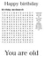 crossword wordsearch Birthday Card 46654 created by Tom Learoyd