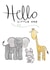 giraffe bunny New Baby Card 20933 created by Acorn Illustrations 