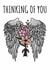 wings flowers Thinking of you Card 21061 created by Cowpat Designs
