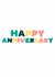 Classic Rainbow Typography Anniversary Card - Happy Anniversary created by Giddy Kipper