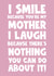 Funny happy birthday Mother’s Day greeting card mum mam mother smile laugh created by Naomi Park