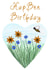 Happy (HapBee) Birthday Bee, Flowers and Heart Card created by NaviStitch
