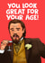 You Look Great for your Age Laughing Leo Meme Birthday Card created by @donosdoodles