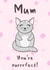 Mum you're perfect, cat birthday card created by The Laughing Sloth