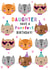 Daughter colourful cat birthday card created by Sarah Corcoran