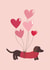 sausage dog dog Valentines Day Card 21512 created by @pepperpeachillustrations