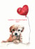 dog cute Valentines Day Card 44073 created by Rhiannon Williams Art