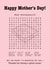 Mother’s Day Mum Wordsearch Card created by Funnilyenough