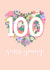 Happy 100th Birthday for her - Pretty peach pastel floral heart - 100 years young created by Little Cat Creates