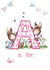 Initial bunny  birthday card - letter A created by Kate Garrett