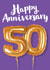 Classic Balloon Golden Anniversary Card - 50 Years - Happy Anniversary created by Kyleigh Orlebar