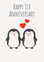 Cute Penguin Anniversary Card - 1 Year - Happy 1st Anniversary created by Amy Walton