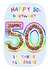 50th Birthday written in Liquorice Allsorts created by Genevieve Fay
