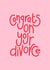 Congrats On Your Divorce card created by Jodi Feddon