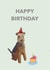 Dog with cake and party hat birthday card created by Ticketyboo
