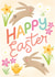 Happy Easter with rabbits and chicks created by Paper Valley Design Studio