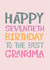 Classic 70th Birthday Card - For Grandma - Typography created by Poppy Lane