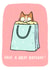 Cat in a gift bag birthday card created by Camille Medina