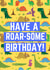 Dinosaur birthday card yellow created by Joshu.a Designs