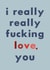 Rude Typography Anniversary Card / Valentines Day Card - I Really Really Fucking Love You created by HURRICANE REMI