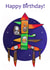 Children’s Cats in a Space Rocket Happy Birthday card created by DainaCrafts
