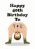 Cheeky Naked 40th birthday card for him created by Studio Boketto