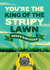 The king of the stripy lawn, lawn mower birthday card created by The Typecast Gallery