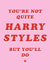 Funny Typography Anniversary Card / Valentines Day Card - Harry Styles - You're Not Quite Harry Styles But You'll Do created by Robs Doodles