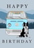 Collie Dog mum blue Campervan birthday card created by Phoebe