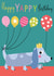 Children's or dog lovers Happy Yappy Birthday dog illustrated card created by Tracy Cottingham