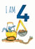 I am 4 Years Old Digger Birthday Card created by Half Pint Print
