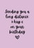 Sending you a long distance hug on your birthday greeting card created by Roxy Doodles