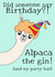 Alpaca gin and party hat birthday card created by Little Prints Fred Designs
