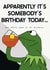 Kermit the frog, none of my business birthday card created by @punbelievable
