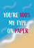 My type on paper love island card created by Amysimplycreates