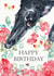 Beautiful watercolour Greyhound, bumblebee and butterfly Birthday Card created by Jo Scott Art