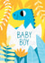 Newborn card with cute dinosaur for baby boy created by Nastya Rizaeva