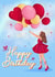 Birthday card with a girl and balloons created by Svetlana Sadkova