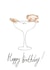 Teddy Bear in a cocktail glass birthday card created by Mishka Jenya